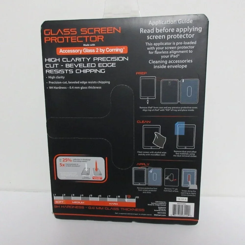Black Web Glass Screen Protector For Ipad 5 W/ Easy Alignment Tray NEW